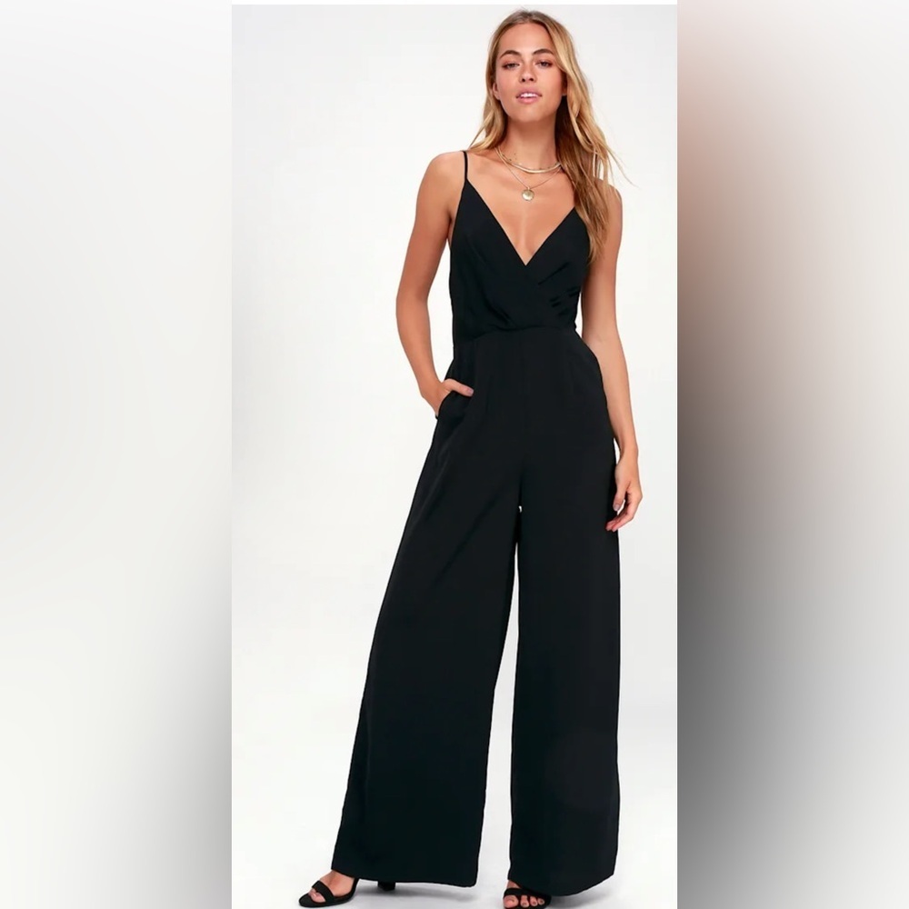 Lulus Black Wide-Leg Elegant Black Jumpsuit, size XS